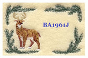 Deer Label BA1961J Quilt Label small machine embroidered personalized - BarbaraJs Pocket Pillows and Patches