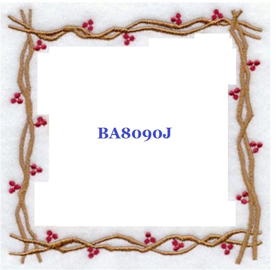 Berries BA8090J Quilt Label  machine embroidered personalized - BarbaraJs Pocket Pillows and Patches