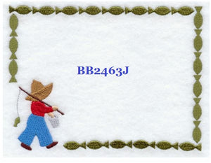 Fisherman Fred BB2463J Quilt Label   small machine embroidered personalized - BarbaraJs Pocket Pillows and Patches