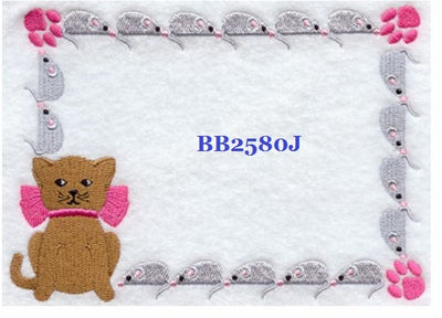 Calico Cat BB2580J Quilt Label  small machine embroidered personalized - BarbaraJs Pocket Pillows and Patches