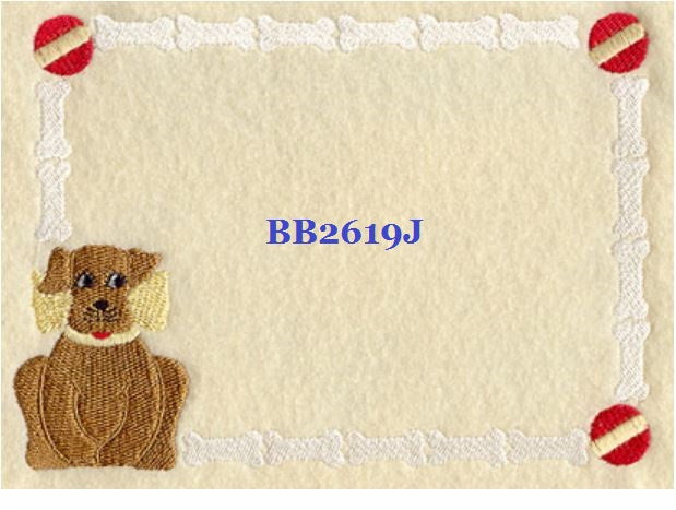 Gingham Dog BB2619J Quilt Label  machine embroidered personalized - BarbaraJs Pocket Pillows and Patches