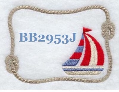 Sailboat1 BB2952J Quilt Label small machine embroidered personalized - BarbaraJs Pocket Pillows and Patches