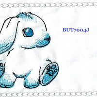 Bunny Sketch BUT7004J Quilt Label machine embroidered personalized - BarbaraJs Pocket Pillows and Patches