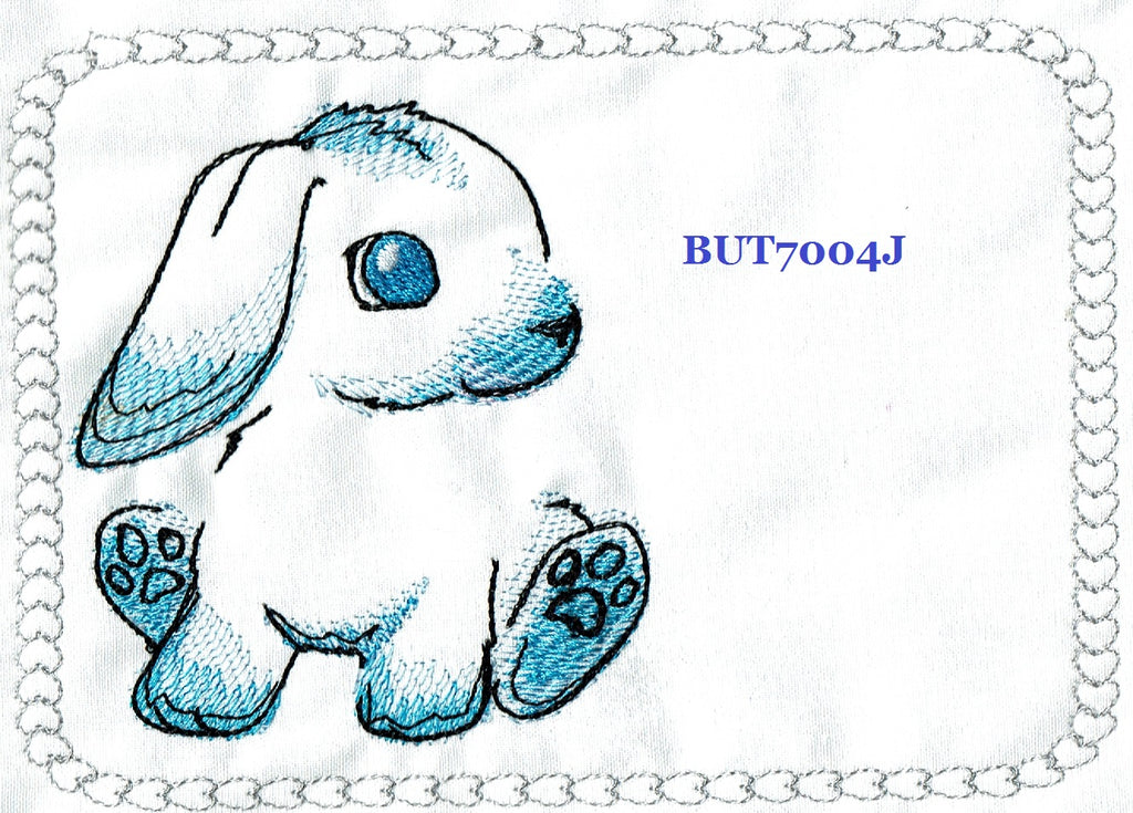 Bunny Sketch BUT7004J Quilt Label machine embroidered personalized - BarbaraJs Pocket Pillows and Patches