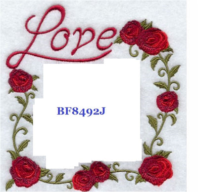 Love Roses BE8492J Quilt Label machine embroidered personalized - BarbaraJs Pocket Pillows and Patches