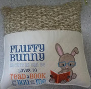 Fluffy Bunny Reading Pocket Pillow Cover - BarbaraJs Pocket Pillows and Patches