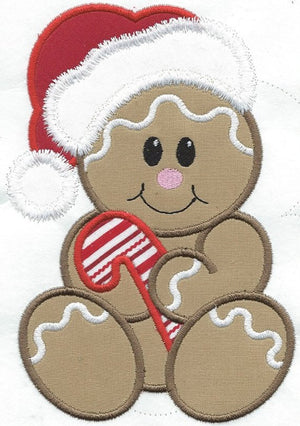 Gingerbread Santa Iron-on Applique Patch machine embroidered - BarbaraJs Pocket Pillows and Patches