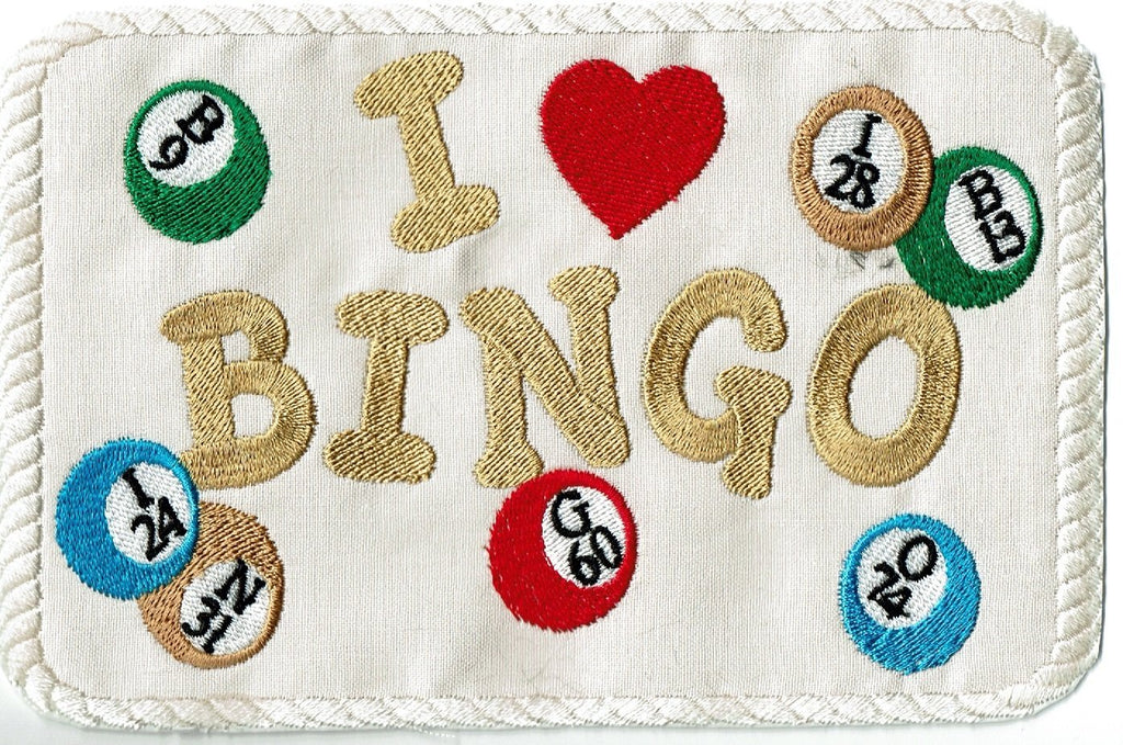 I Love Bingo Patch Iron-on C7825 applique machine embroidered - BarbaraJs Pocket Pillows and Patches