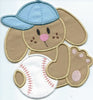 Baseball Bunny Iron-on Applique Patch under 5x7 inches machine embroidered - BarbaraJs Pocket Pillows and Patches