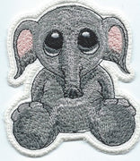 Big Eye Baby Elephant Small iron-on under 3.5X3 inches applique machine embroidered patch - BarbaraJs Pocket Pillows and Patches