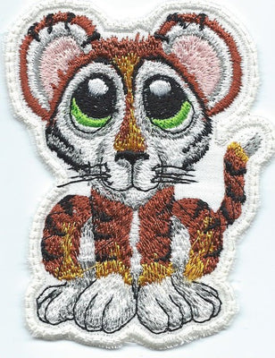 Big Eye Baby Tiger Small iron-on under 3.5X3 inches applique machine embroidered patch - BarbaraJs Pocket Pillows and Patches