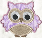 Cutest Owl iron-on under 4x4 inches applique machine embroidered patch - BarbaraJs Pocket Pillows and Patches