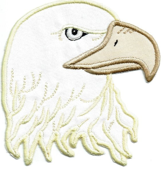 Eagle Head Patch iron-on applique machine embroidered - BarbaraJs Pocket Pillows and Patches