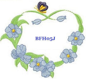 Floral Heart BFH05J Quilt Label  machine embroidered personalized - BarbaraJs Pocket Pillows and Patches