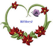 Floral Heart BFH07J Quilt Label  machine embroidered personalized - BarbaraJs Pocket Pillows and Patches