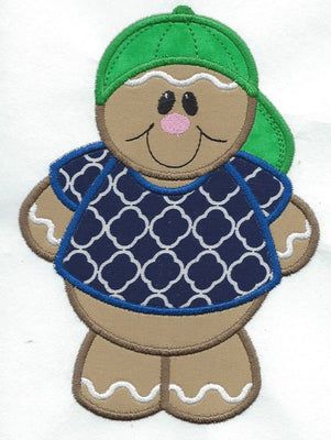 Gingerbread Boy Patch iron-on applique machine embroidered - BarbaraJs Pocket Pillows and Patches