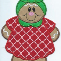 Gingerbread Girl Patch iron-on applique machine embroidered - BarbaraJs Pocket Pillows and Patches