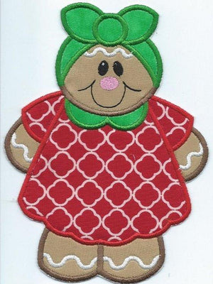 Gingerbread Girl Patch iron-on applique machine embroidered - BarbaraJs Pocket Pillows and Patches