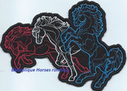 Horses Running Iron-on Applique Patch under 5x7 inches machine embroidered - BarbaraJs Pocket Pillows and Patches