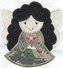 *a12* Angel Watching Over Me Camo Black hair girl  iron-on under 5 x 5 inches applique machine embroidered patch - BarbaraJs Pocket Pillows and Patches