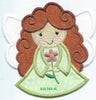 *a2* Angel Watching Over Me auburn hair green dress iron-on under 5 x 5 inches applique machine embroidered patch - BarbaraJs Pocket Pillows and Patches