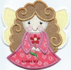 *a3* Angel Watching Over Me light brown hair pink dress  iron-on under 5 x 5 inches applique machine embroidered patch - BarbaraJs Pocket Pillows and Patches