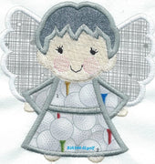 *a5* Angel Watching Over Me Golf Gray hair boy iron-on under 5 x 5 inches applique machine embroidered patch - BarbaraJs Pocket Pillows and Patches