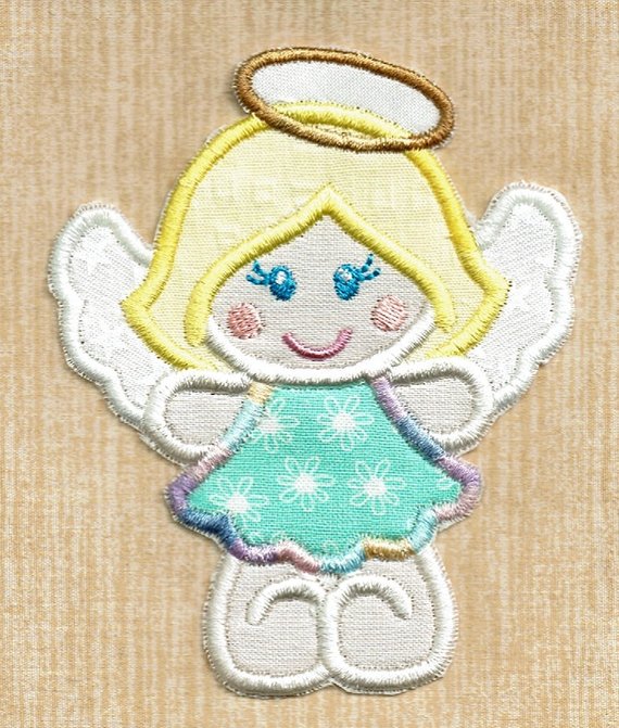 *a1* Angel Applique Iron-on Patch machine embroidered available in 3 sizes - BarbaraJs Pocket Pillows and Patches