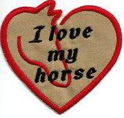 I Love My Horse Heart Applique Patch iron-on machine embroidered personalized - BarbaraJs Pocket Pillows and Patches