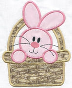 Easter Bunny in a Basket Patch iron-on applique machine embroidered - BarbaraJs Pocket Pillows and Patches