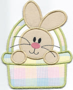 Easter Bunny in a Basket Patch iron-on applique machine embroidered - BarbaraJs Pocket Pillows and Patches