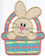 Easter Bunny in a Basket Patch iron-on applique machine embroidered - BarbaraJs Pocket Pillows and Patches