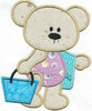 Summertime Bear With Beach Bag applique machine embroidered patch - BarbaraJs Pocket Pillows and Patches