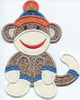 Lovable Sitting Sock Monkey Patch iron-on applique machine embroidered - BarbaraJs Pocket Pillows and Patches