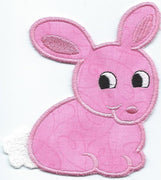 Bunny Small iron-on under 3x4 inches applique machine embroidered patch - BarbaraJs Pocket Pillows and Patches