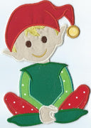 Santas Worker Boy Iron-on Applique Patch under 5x7 inches machine embroidered - BarbaraJs Pocket Pillows and Patches