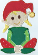 Santas Worker Girl blonde hair Iron-on Applique Patch under 5x7 inches machine embroidered - BarbaraJs Pocket Pillows and Patches