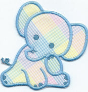 Baby Elephants Set of 5 Iron-on Applique Patches machine embroidered - BarbaraJs Pocket Pillows and Patches