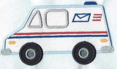 Mail Truck Patch 5x3 inch iron-on applique machine embroidered - BarbaraJs Pocket Pillows and Patches