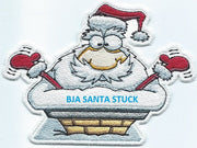 Santa Stuck Iron-on Applique Patch under 4x6 inches machine embroidered - BarbaraJs Pocket Pillows and Patches