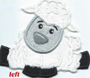 Easter Lamb Patch left iron-on applique machine embroidered - BarbaraJs Pocket Pillows and Patches