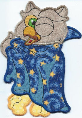 Merlin the Owl Patch iron-on applique machine embroidered - BarbaraJs Pocket Pillows and Patches